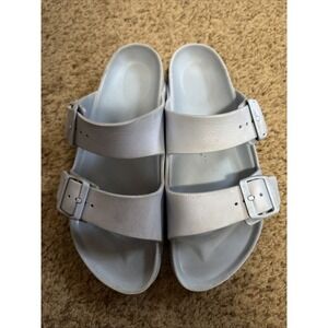 Birkenstock Baby Blue Sandals Sliders 38 245 Buckle Comfort